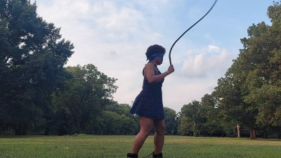 LadyWithTheWhips - Blindfolded Bullwhip Practice