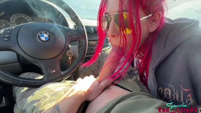 Red_Lily - PUBLIC BLOWJOB DEEPTHROAT IN A CAR