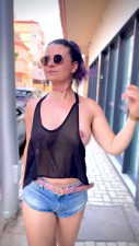 FreelyKaty - Out Braless & wearing a sheer tank top in public