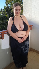 LenaBlackRose - Bikini top on balcony