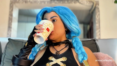 annacutiepiie - Jinx Cosplay Eating McDonalds with Burps and Belly Noises