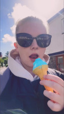 Ali Topaz - Eating/licking a bubblegum ice cream outdoors pics/videos