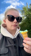 Ali Topaz - Eating & licking a bubblegum ice cream outdoors clip/teaser