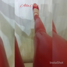 Alla Alex - RED LATEX CATSUITE AND BEACH BALL