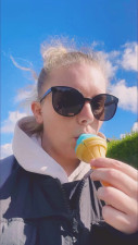 Ali Topaz - Eating & licking a bubblegum ice cream while on a walk