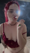 AlienGurrl - Heavy Smoker is Horny while she suckin on a Cork Filter