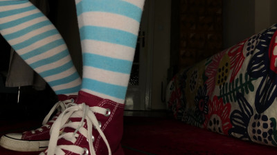 TracyFem - Converse, thigh high socks and barefeet