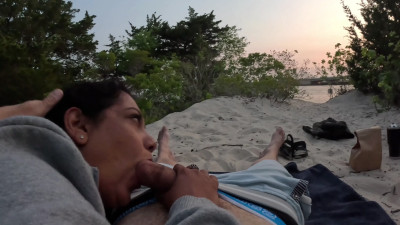 ilovedeepthroating - nearly caught at the beach!  public blowjob