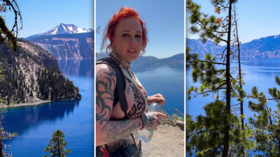 AutumnIvy - SFW WORKOUT - Autumn and Ellis Crater Lake Adventure Hike