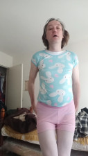 Bunny without pantie - In a bodysuit, bunny pajamas and a miniskirt