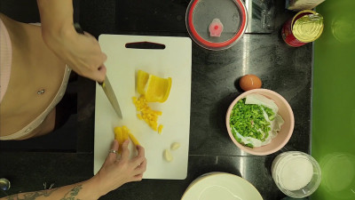 TattoedGirl - pancakes with lots of vegetables