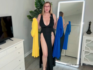 ElainaStJames - Deep V Maxi Dress with a Bend Over Test