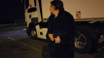 sexymarghot - I'm exhibiting myself in a parking lot; a truck driver joins