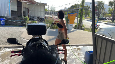 Luna Berg Dark - Bike Wash Day Clean Ride Flirty Mood Part 1