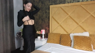 CelineMirage - Sexy black dress and a cute tiny babe