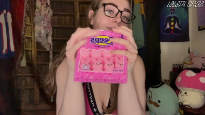 Lilith Grae - Free ASMR SFW Opening and Eating Pink Peeps for Easter HD